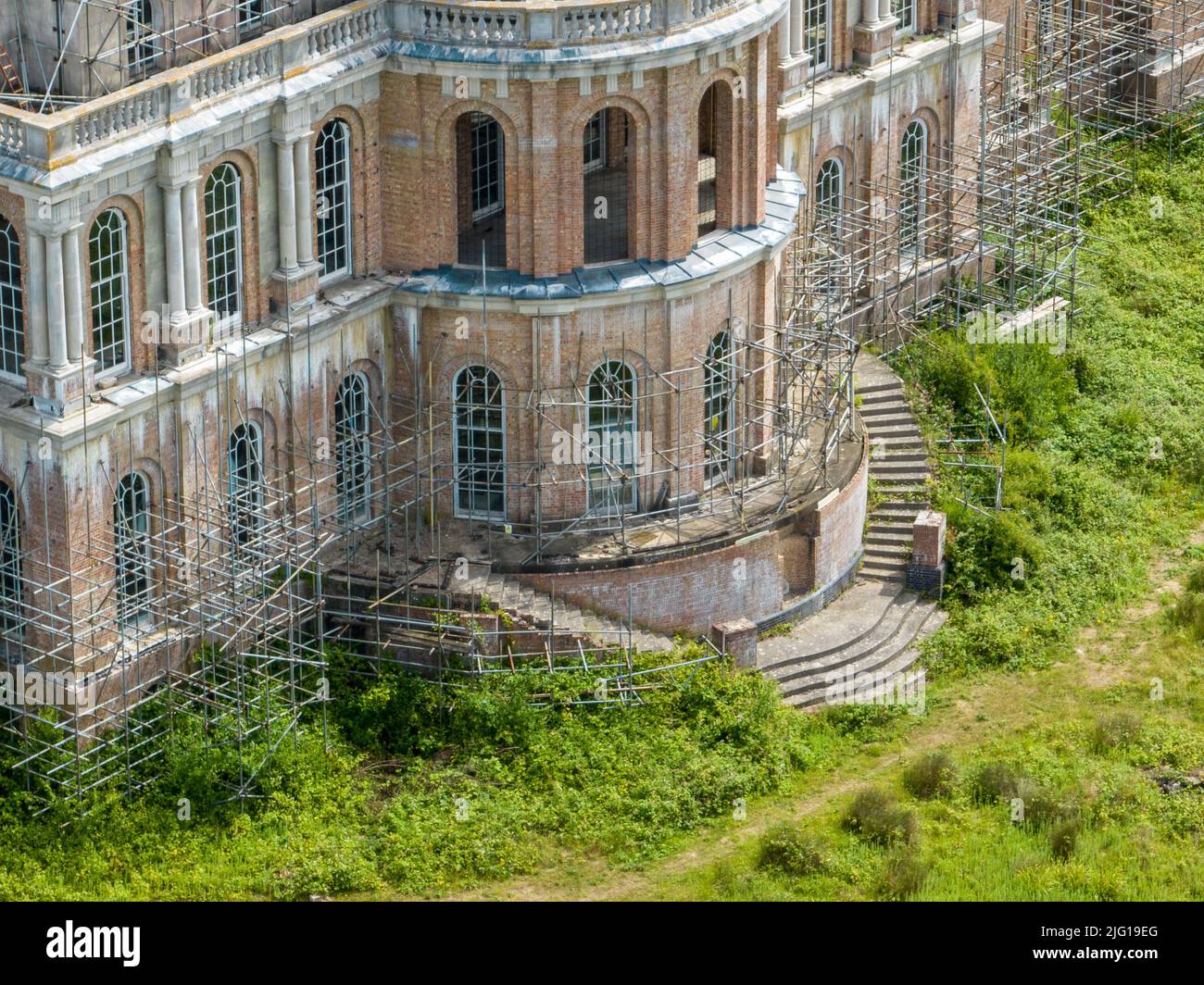 Hamilton Palace près d'Uckfield, East Sussex, propriété appartenant au propriétaire et au baron de propriété Nicholas Van Hoogstraten. Maison de Sussex abandonnée. Banque D'Images