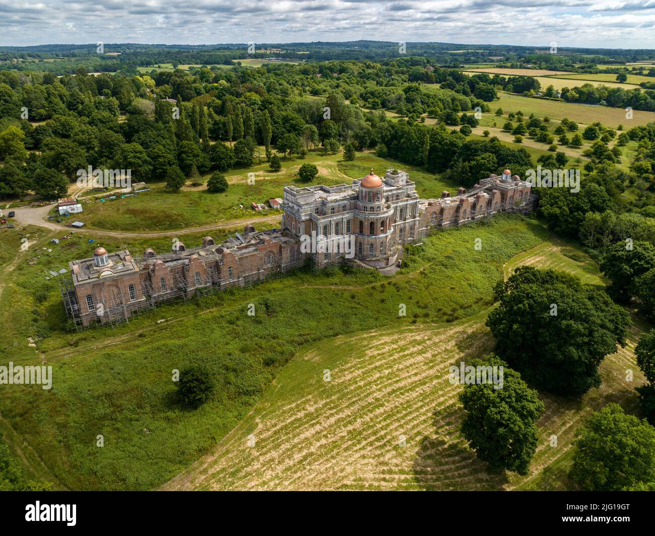 Hamilton Palace près d'Uckfield, East Sussex, propriété appartenant au propriétaire et au baron de propriété Nicholas Van Hoogstraten. Maison de Sussex abandonnée. Banque D'Images