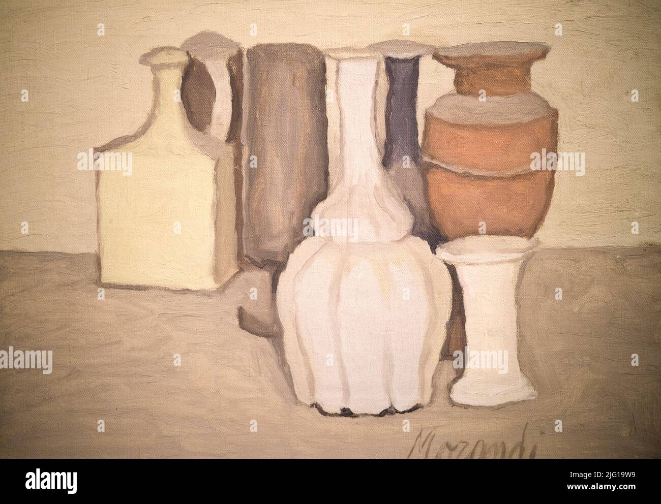 Giorgio Morandi natures mortes peignant des bouteilles dans Museo Marandi inBologne Italie Banque D'Images