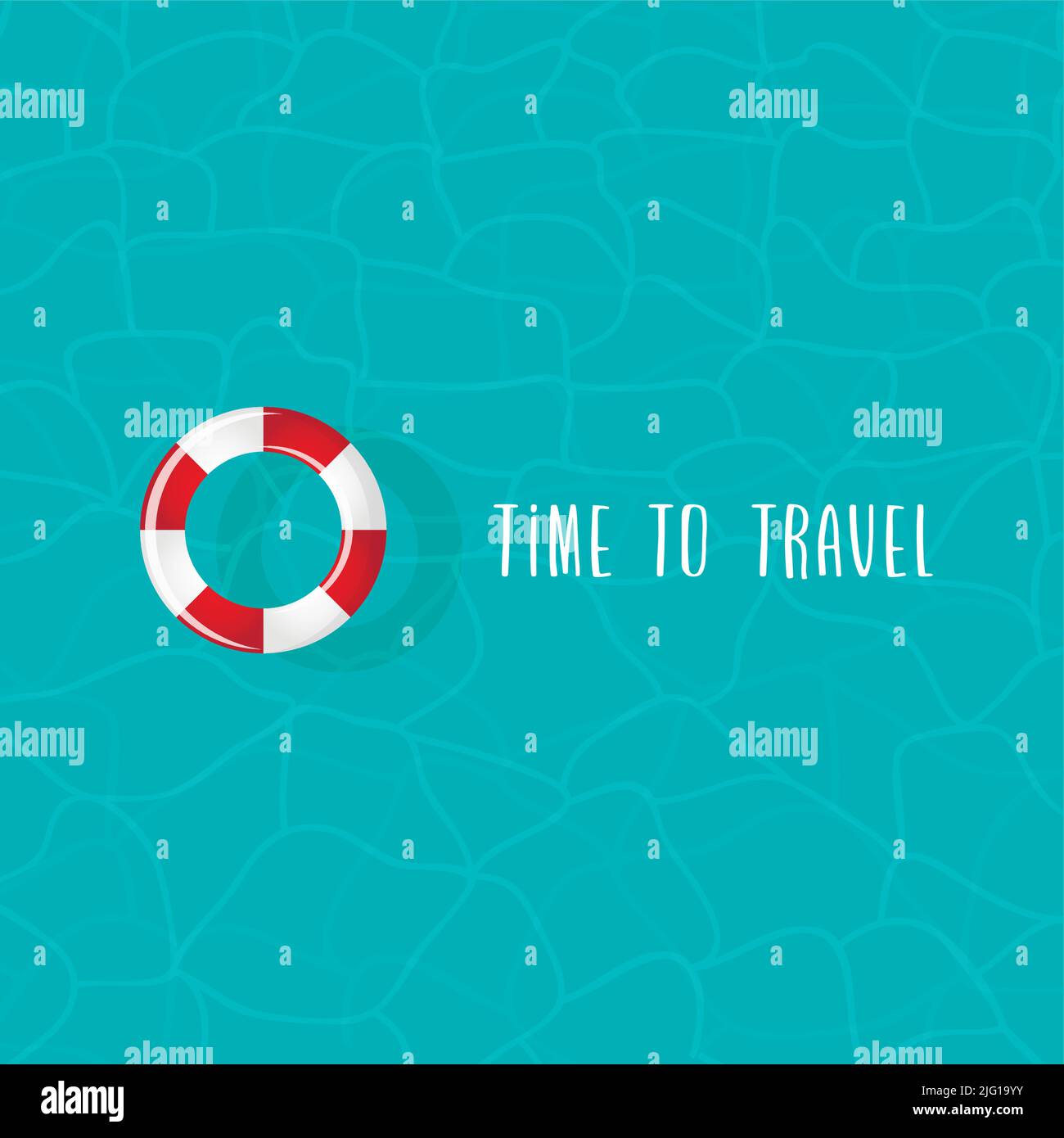 bouée de sauvetage rouge et blanche, anneau flottant dans l'eau bleue sur la plage Illustration de Vecteur