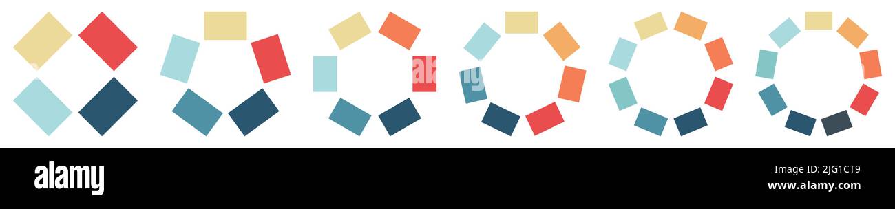 Petits rectangles formant un cercle, version avec quatre à neuf objets. Peut être utilisé comme élément infographique Illustration de Vecteur