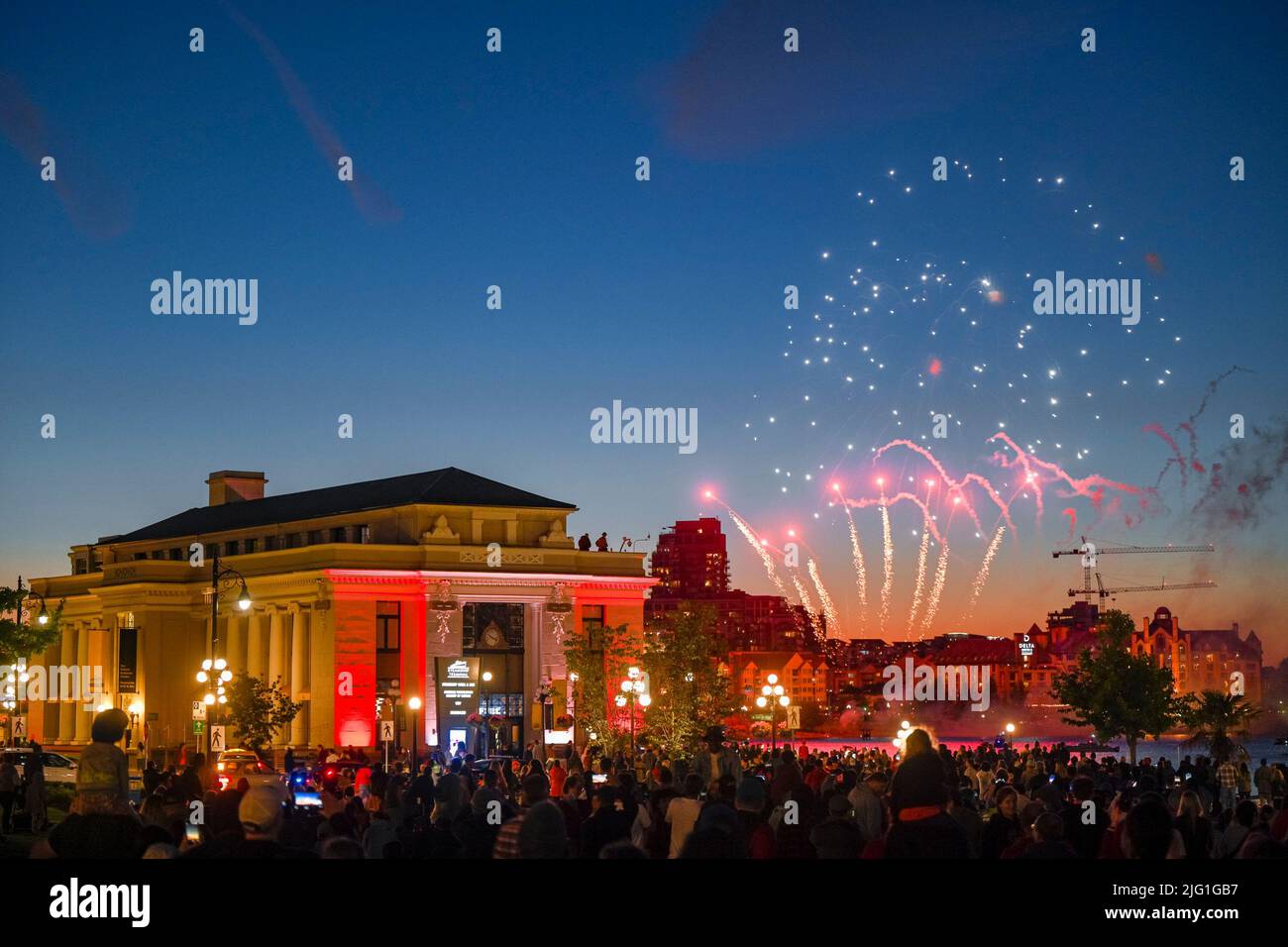 Feux d'artifice de la fête du Canada, Victoria, Colombie-Britannique, Canada Banque D'Images