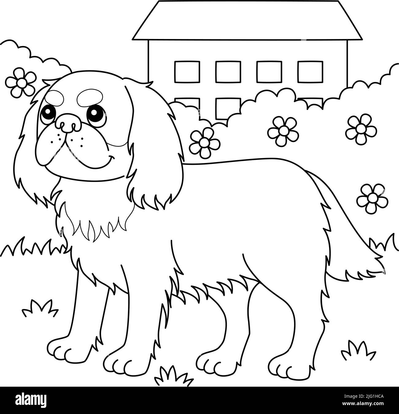 Page de coloriage pour chien King Charles Spannel pour enfants Illustration de Vecteur