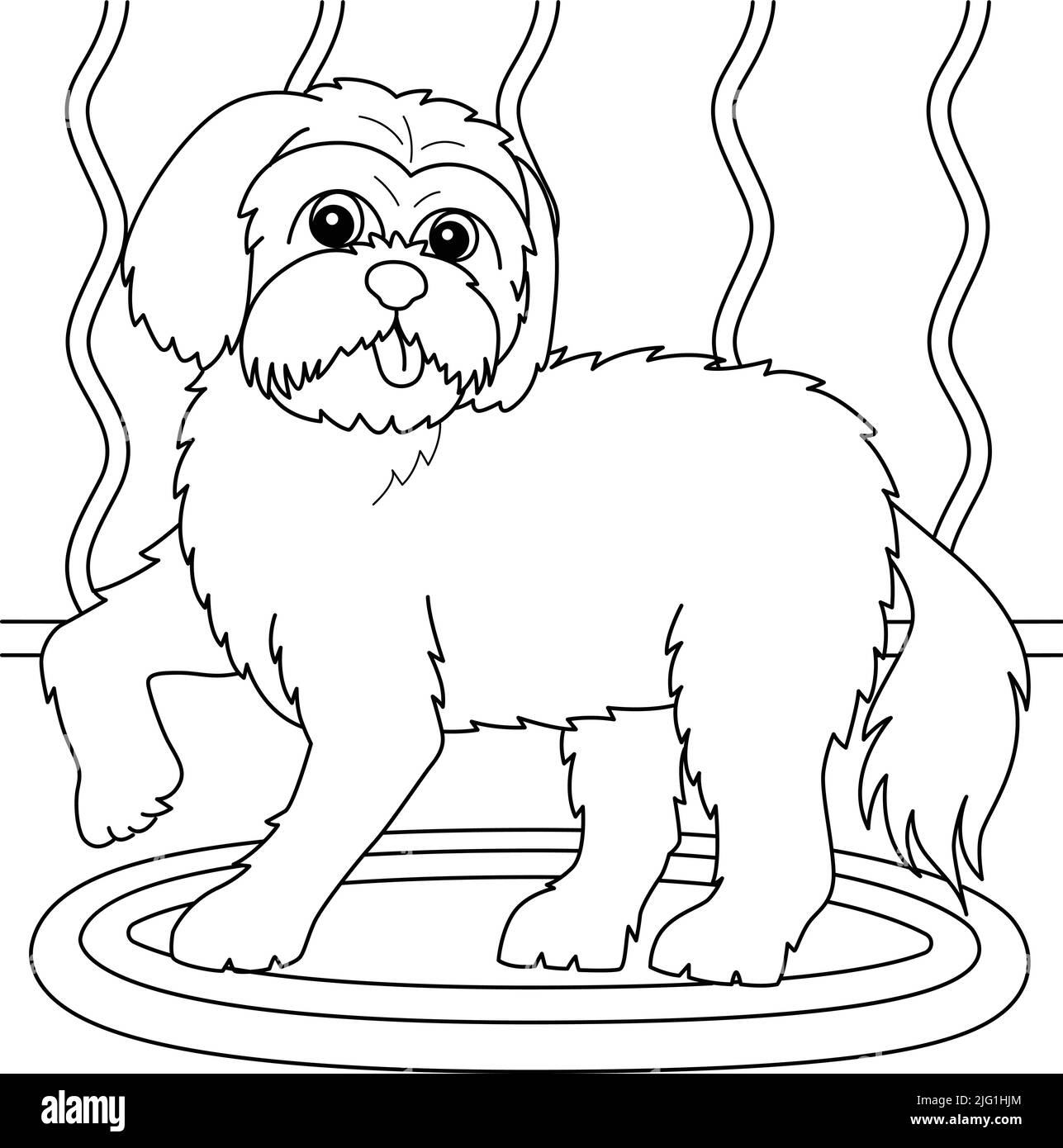 Page de coloriage pour chiens maltais pour enfants Illustration de Vecteur
