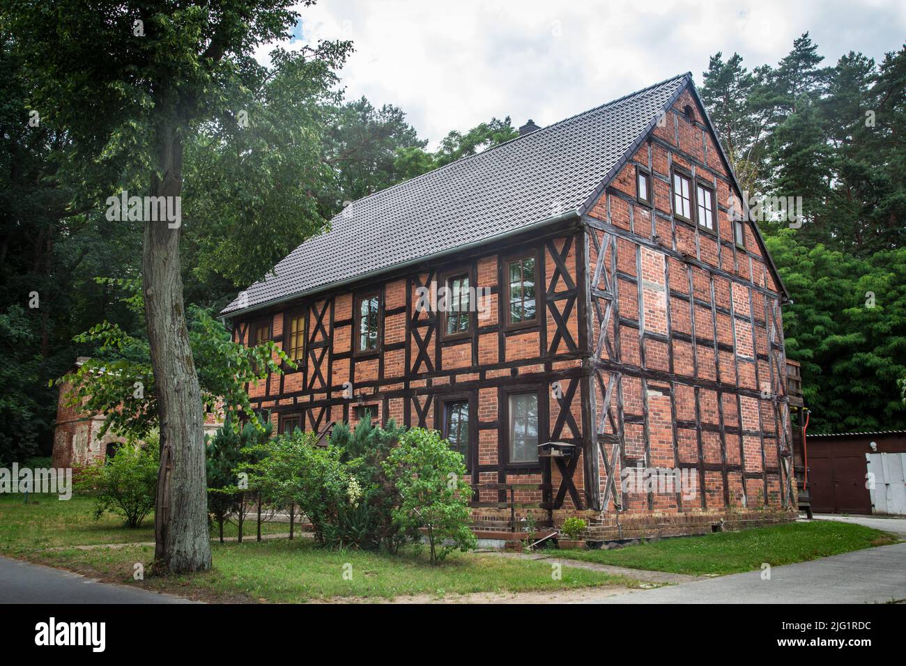 Maison en demi-bois (Fachwerkhaus) à Bad Muskau, Saxe, Allemagne Banque D'Images