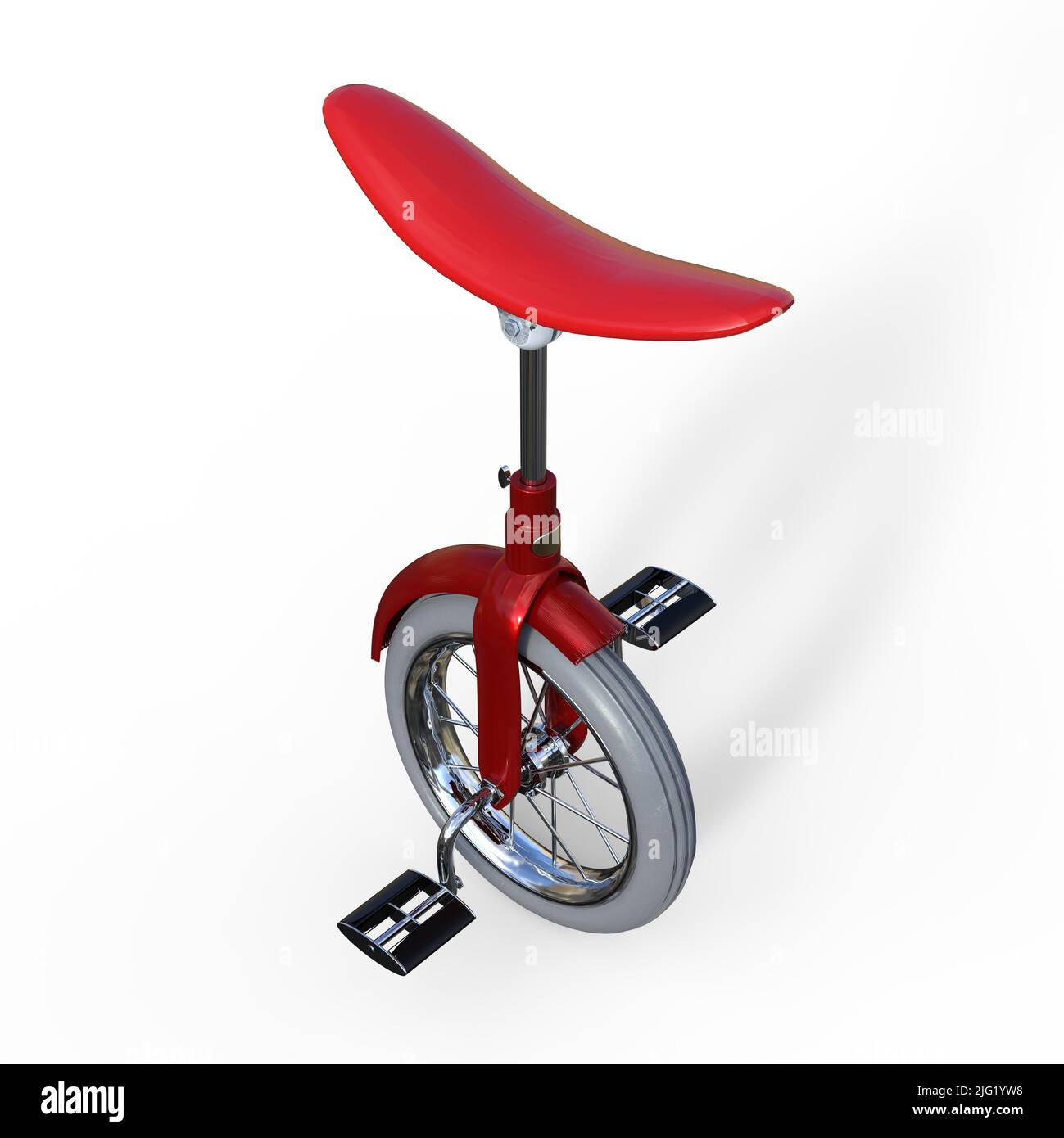 3D-Illustration d'un vélo monocycle sur blanc Banque D'Images