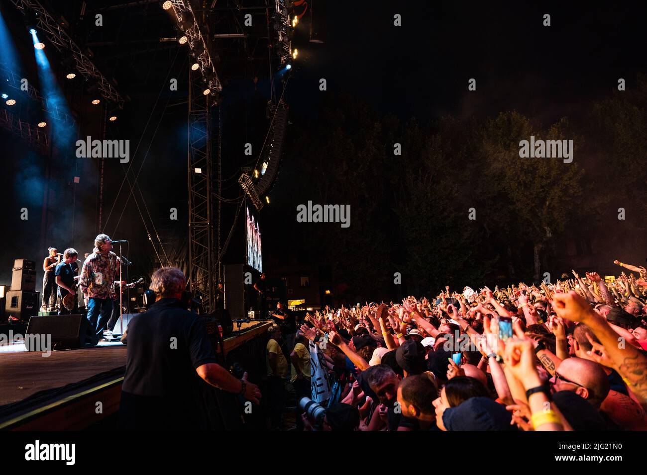 Foto del concerto di Liam Gallagher sul palco del Lucca Festival d'été en Italie Banque D'Images