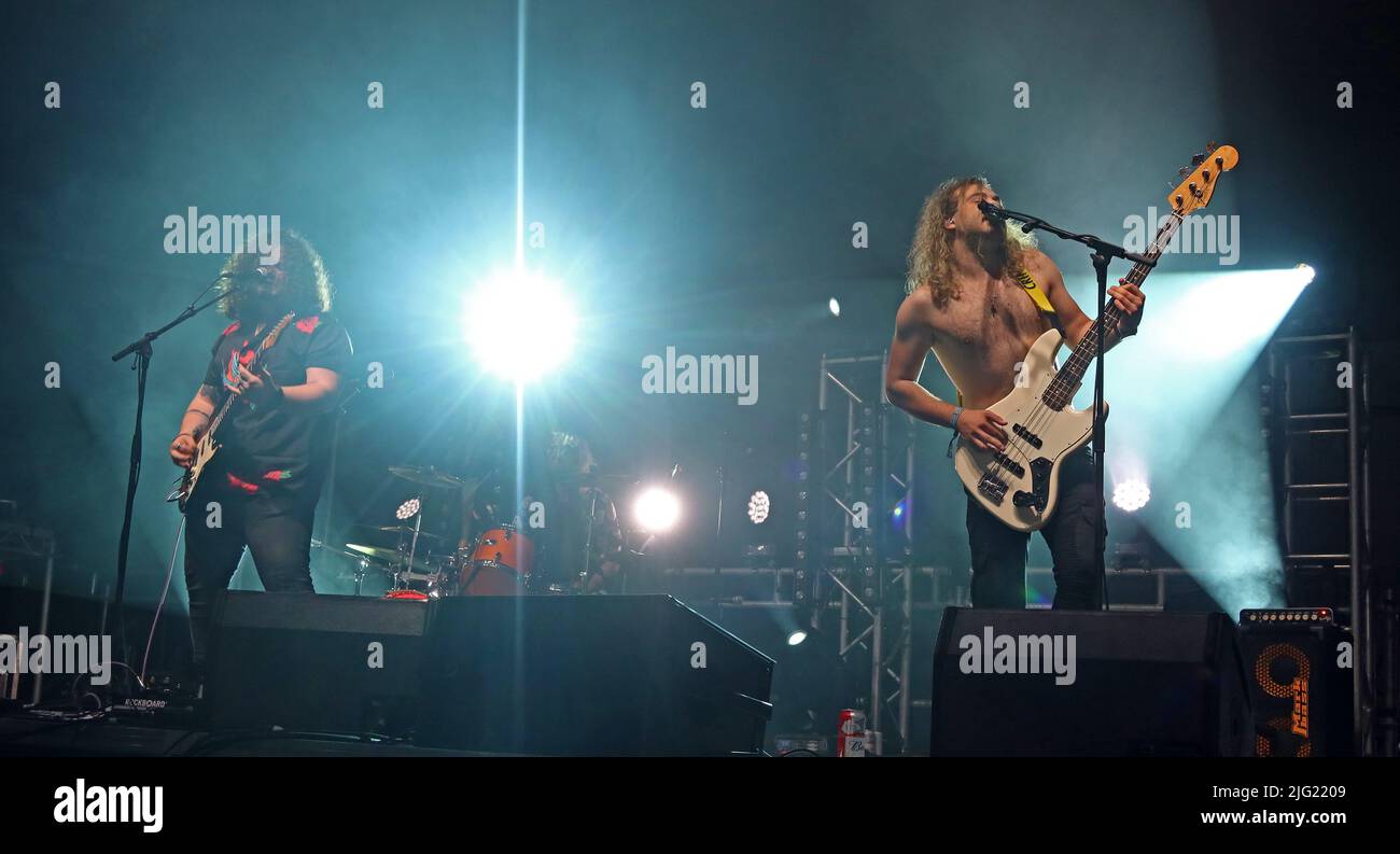 Eddie et The Wolves, en représentation à Silverstone Woodlands, British F1GP, juillet 2022, Broken 8 Records, artiste-disque, premier album 'War' Banque D'Images