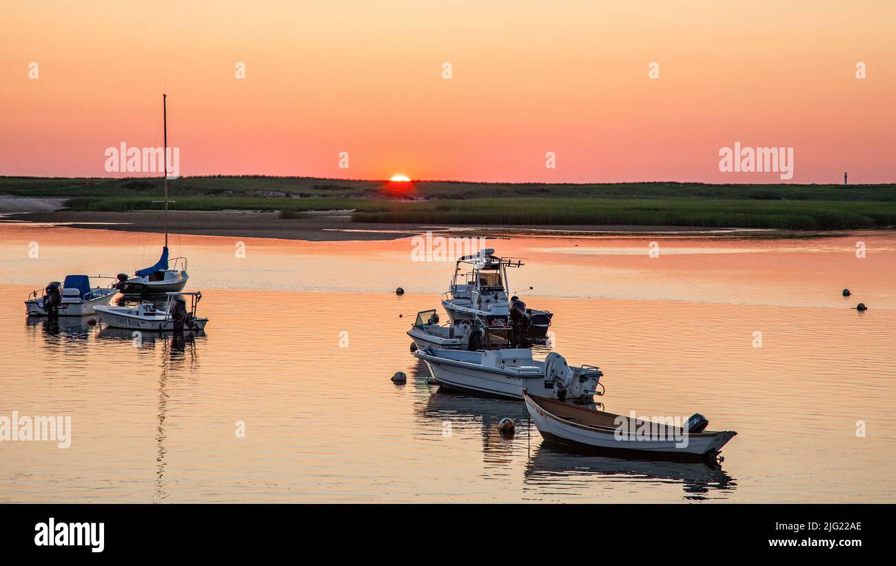 Bateaux amarrés dans le port de Pamet à Truro, Massachusetts Banque D'Images