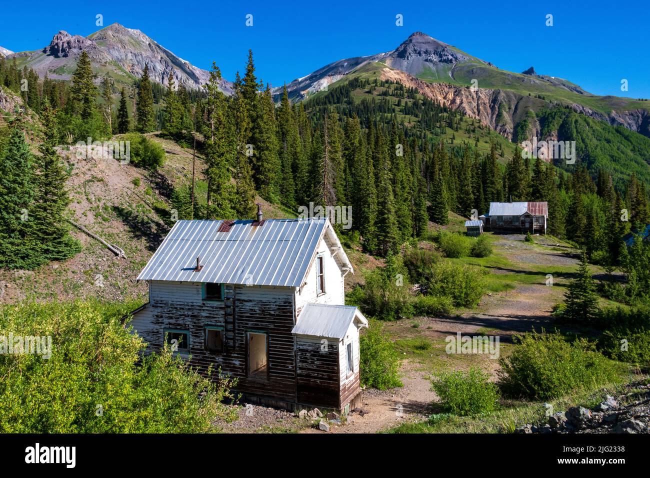 Ville fantôme d'Idarado sur le col de Red Mountain à l'extérieur d'ionton Colorado Banque D'Images