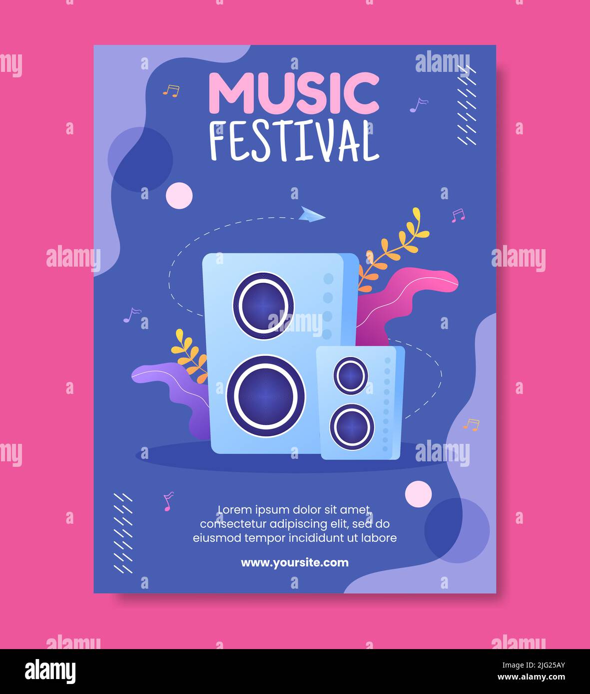 Festival de musique modèle d'affiche sur les médias sociaux dessin animé à plat Illustration vectorielle d'arrière-plan Illustration de Vecteur