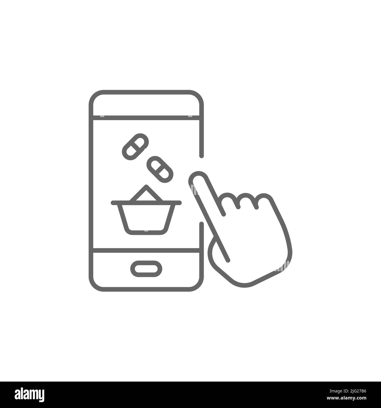Mobile drugstore ligne icône. Signe de style linéaire pour mobile concept et web design. Icône vectorielle d'achat de médecine en ligne. Symbole, logo illustrati Illustration de Vecteur