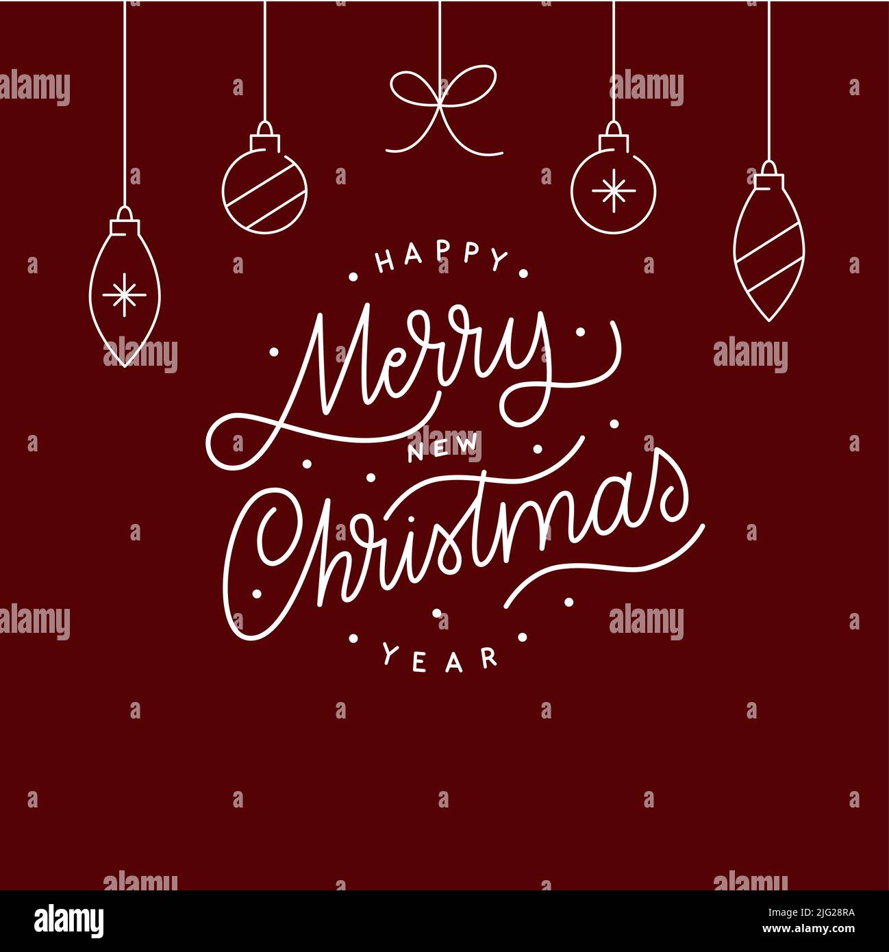 Joyeux Noël et Bonne Année. Motif calligraphie simple pour une invitation et une carte de vœux Illustration de Vecteur