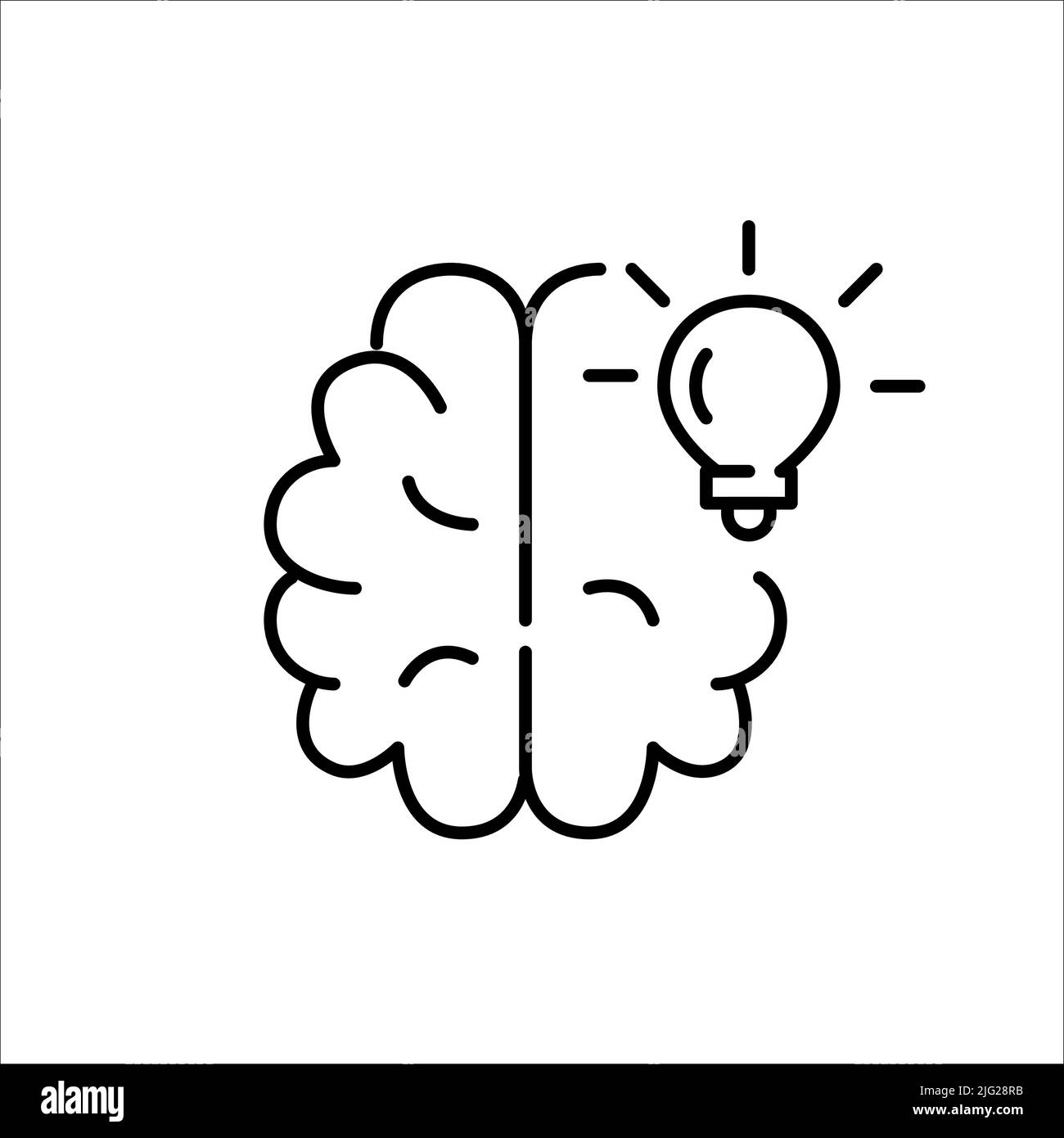 Avoir une icône de processus de créativité d'idée. Trouver une solution. Cerveau et ampoule. Pixel parfait, contour modifiable Illustration de Vecteur