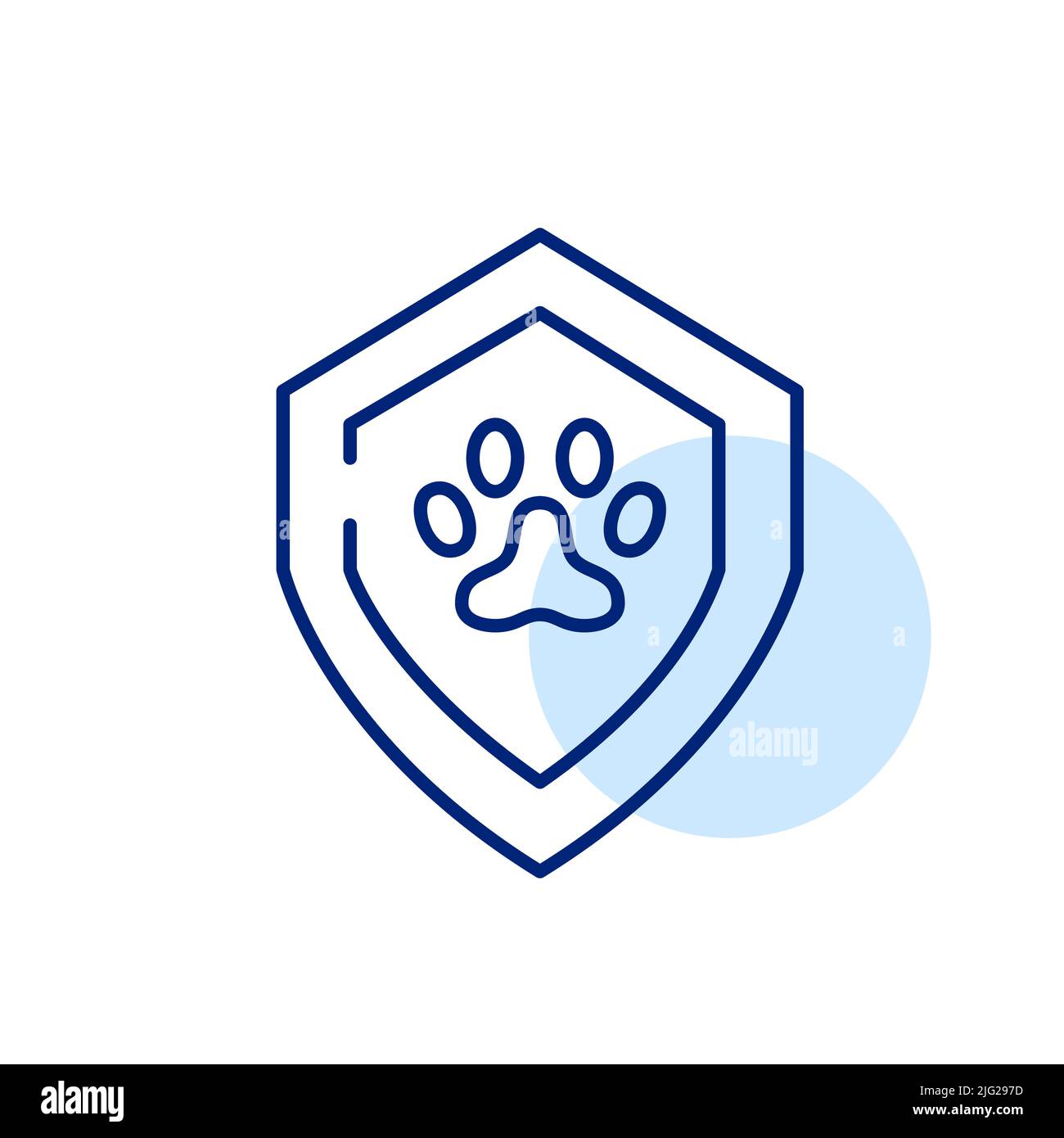 Sans danger pour les animaux. Étiquette d'assurance pour animaux de compagnie. Icône de dessin au trait de trait, pixel Perfect, modifiable Illustration de Vecteur