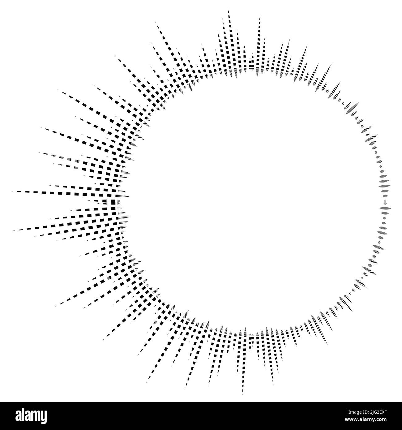 Rayons éclatements. Cadre Sunburst. Élément d'égaliseur abstrait avec lignes pointillées pour le design. Illustration vectorielle. Illustration de Vecteur