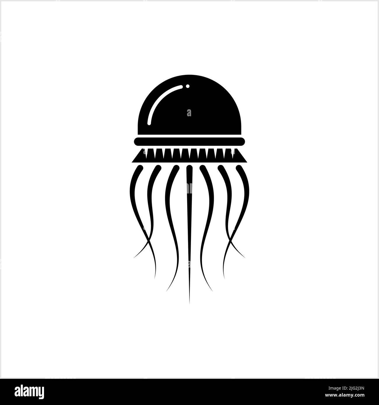 Icône de méduse, icône de méduses de mer, Bells en forme de parapluie et tentacules tracées Illustration d'art vectoriel Illustration de Vecteur