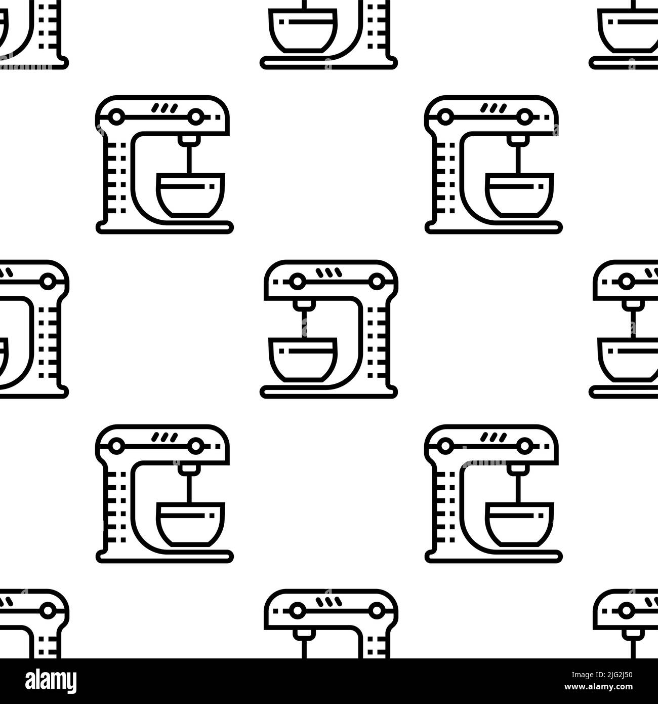 Cuisine Mixer Icon Seamless Pattern, Stand Mixer Icon, Food or Liquid Mixer, Whisking, batter machine Vector Art Illustration Illustration de Vecteur