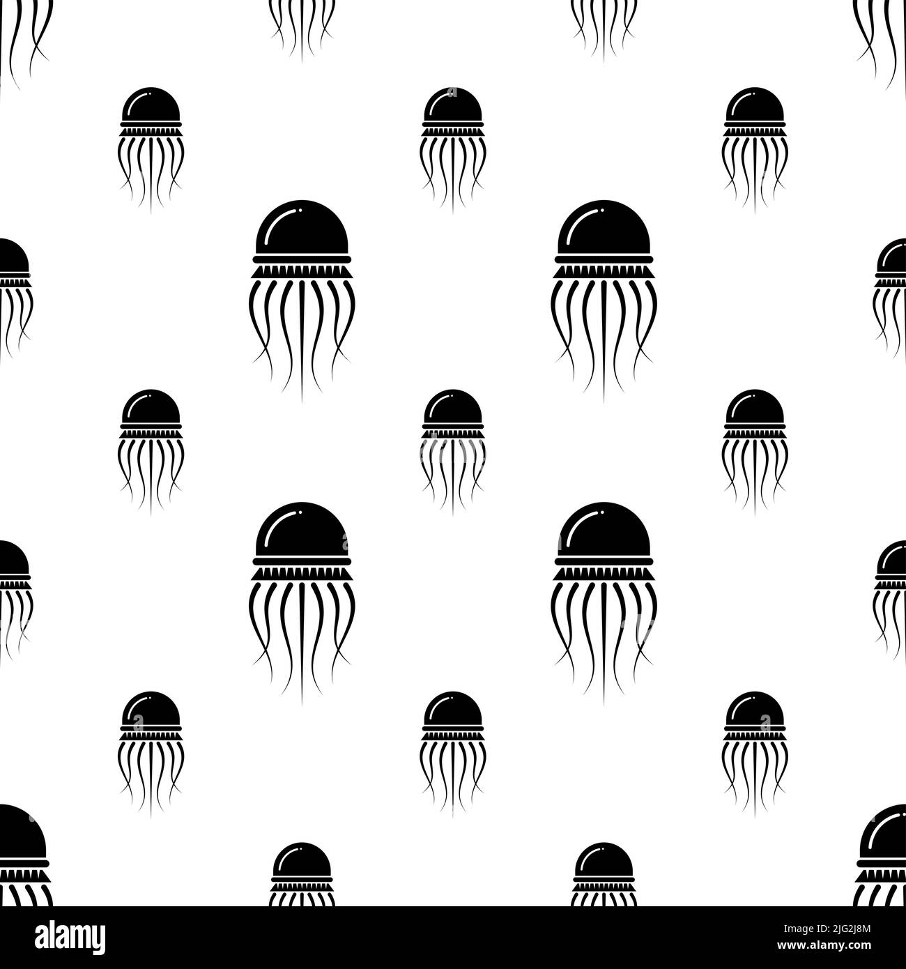 Motif sans couture d'icône de méduse, icône de méduses de mer, coquillages en forme de parapluie et tentacules tracées Illustration d'art vectoriel Illustration de Vecteur