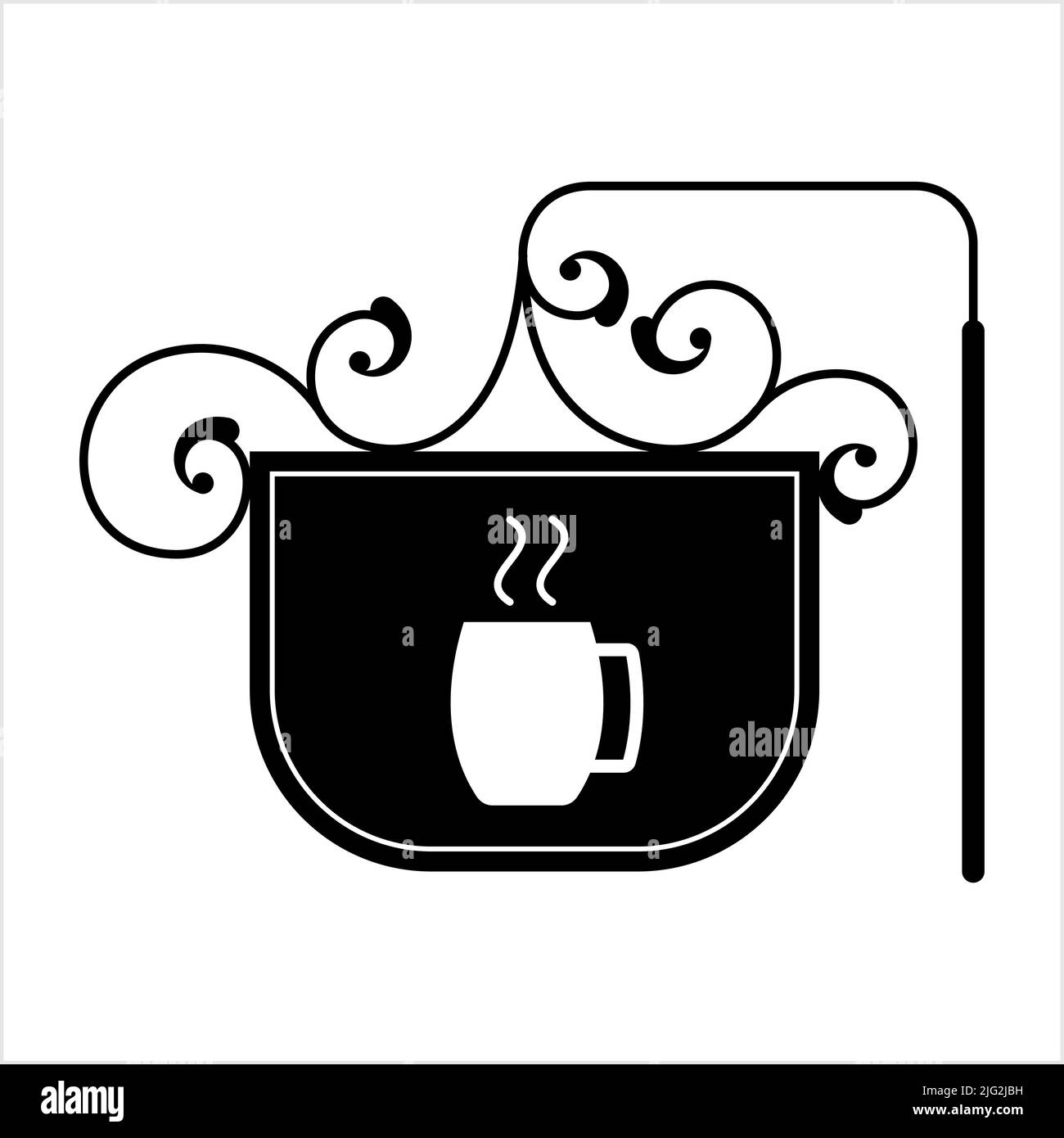 Icône d'affichage de la tasse à thé, enseigne du restaurant de boissons, image de marque graphique visuelle de la vitrine Illustration d'art vectoriel Illustration de Vecteur