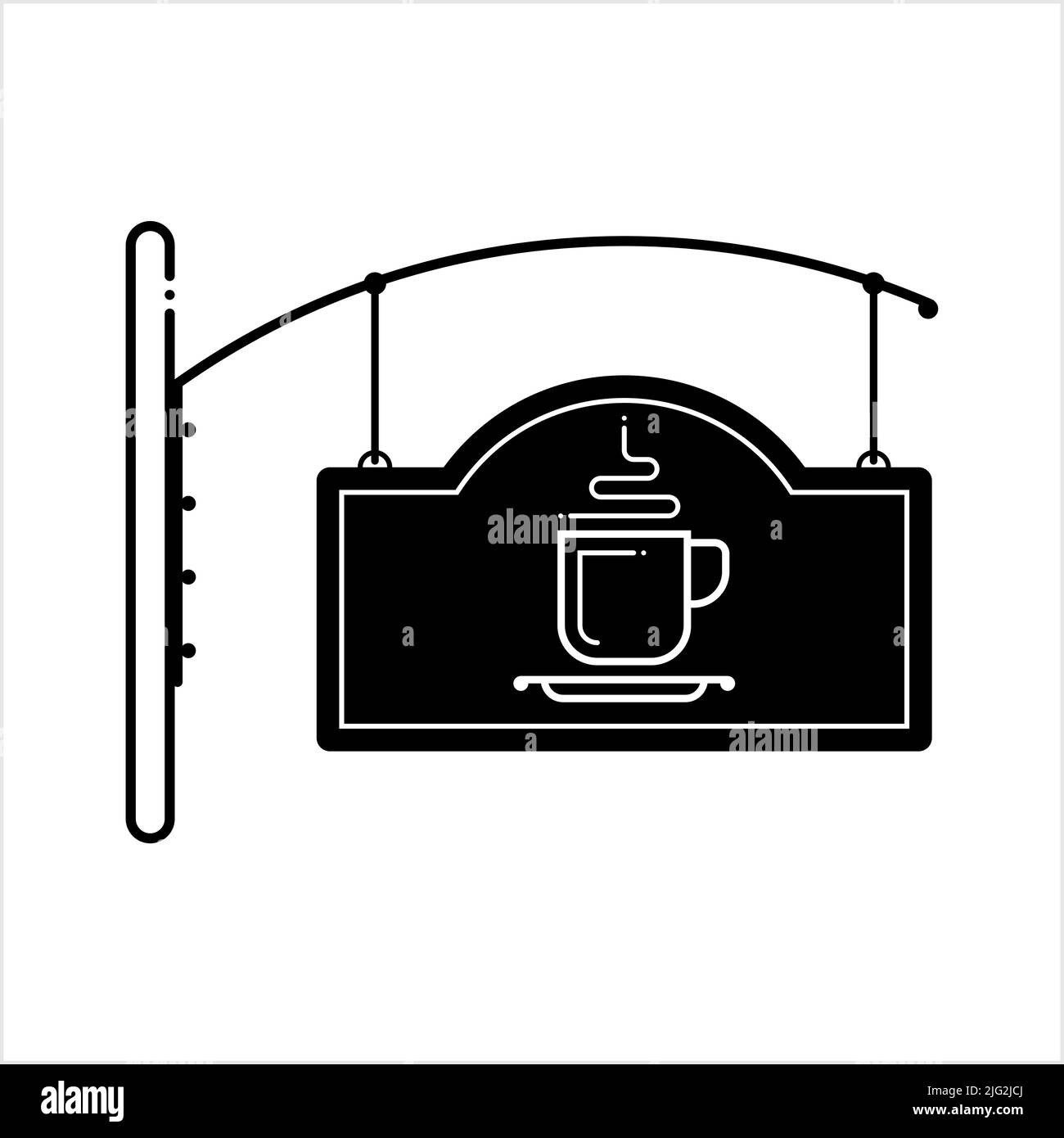 Icône d'affichage de la tasse à thé, enseigne du restaurant de boissons, image de marque graphique visuelle de la vitrine Illustration d'art vectoriel Illustration de Vecteur