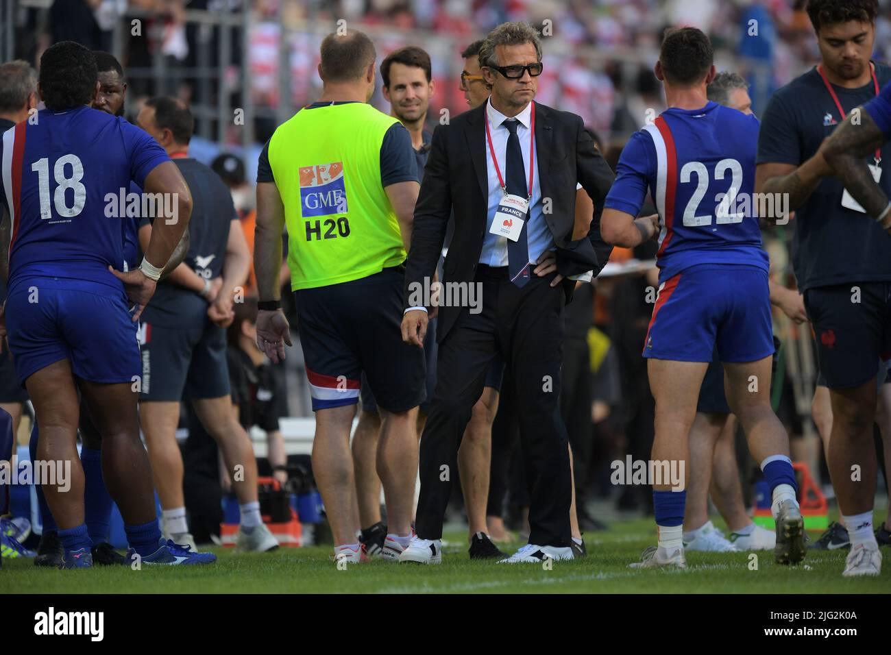 France entraîneur-chef Fabien Malthie lors du match de rugby entre le Japon et la France au stade Toyota à Toyota, Aichi, Japon sur 2 juillet 2022. Credit: FAR EAST PRESS/AFLO/Alamy Live News Banque D'Images