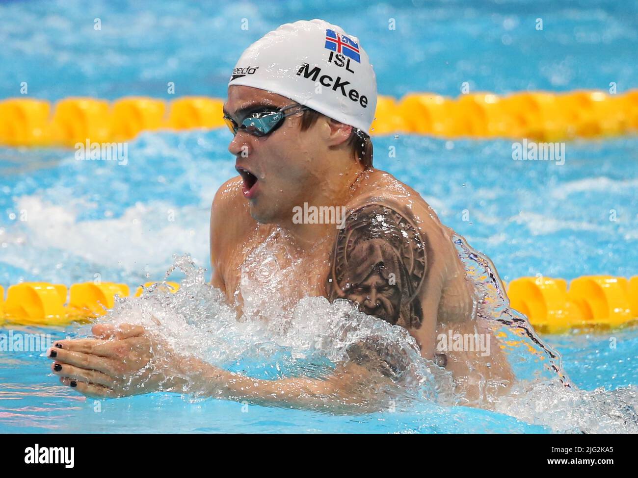 Anton McGee d'Islande finale 200 M BreackStroke Men pendant les Championnats du monde de la FINA 19th Budapest 2022, natation sur 23 juin 2022 à Budapest, Hongrie - photo Laurent Lairys / DPPI Banque D'Images