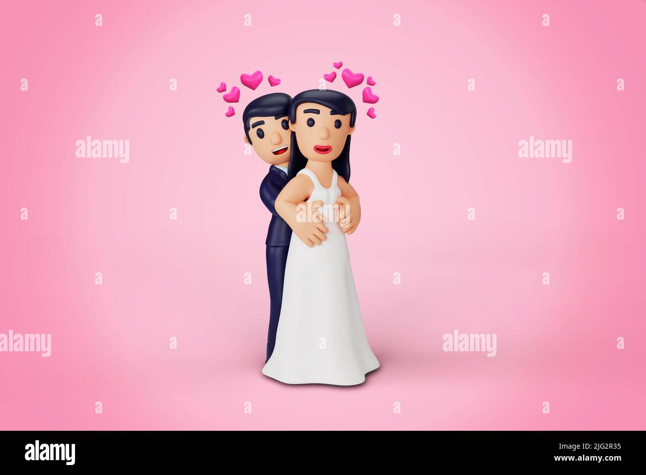 3d moments romantiques de mariage de personnages Banque D'Images