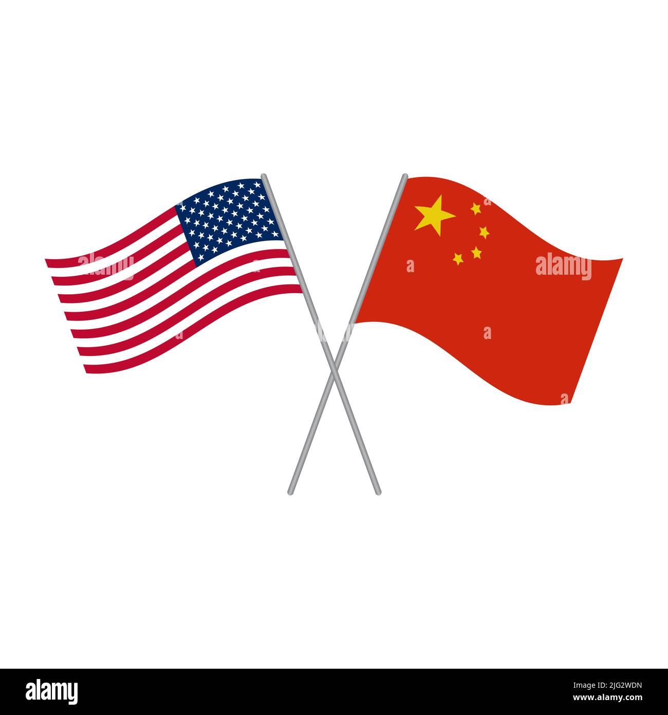 Vecteur de drapeaux chinois et américains isolé sur fond blanc Illustration de Vecteur