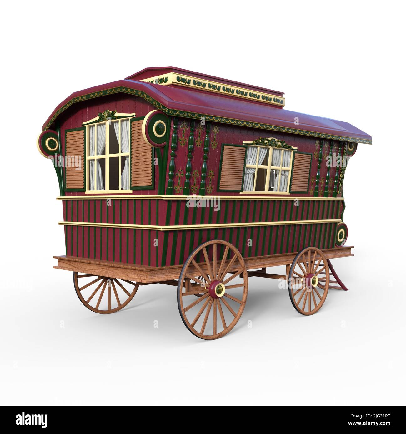 3D-illustration d'un vieux wagon sur blanc Banque D'Images
