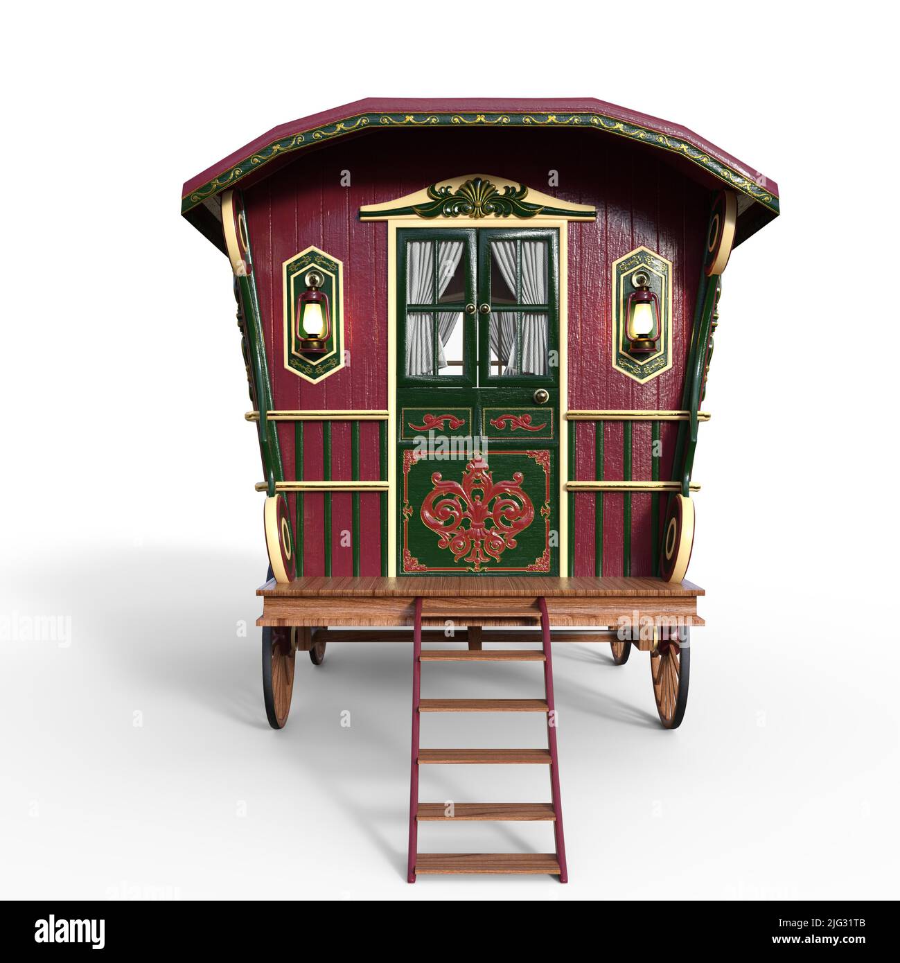 3D-illustration d'un vieux wagon sur blanc Banque D'Images