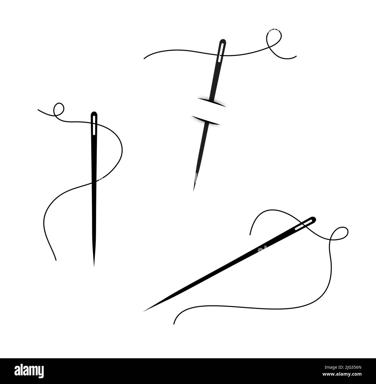 Aiguilles de couture de différentes tailles et de couture. Illustration de Vecteur