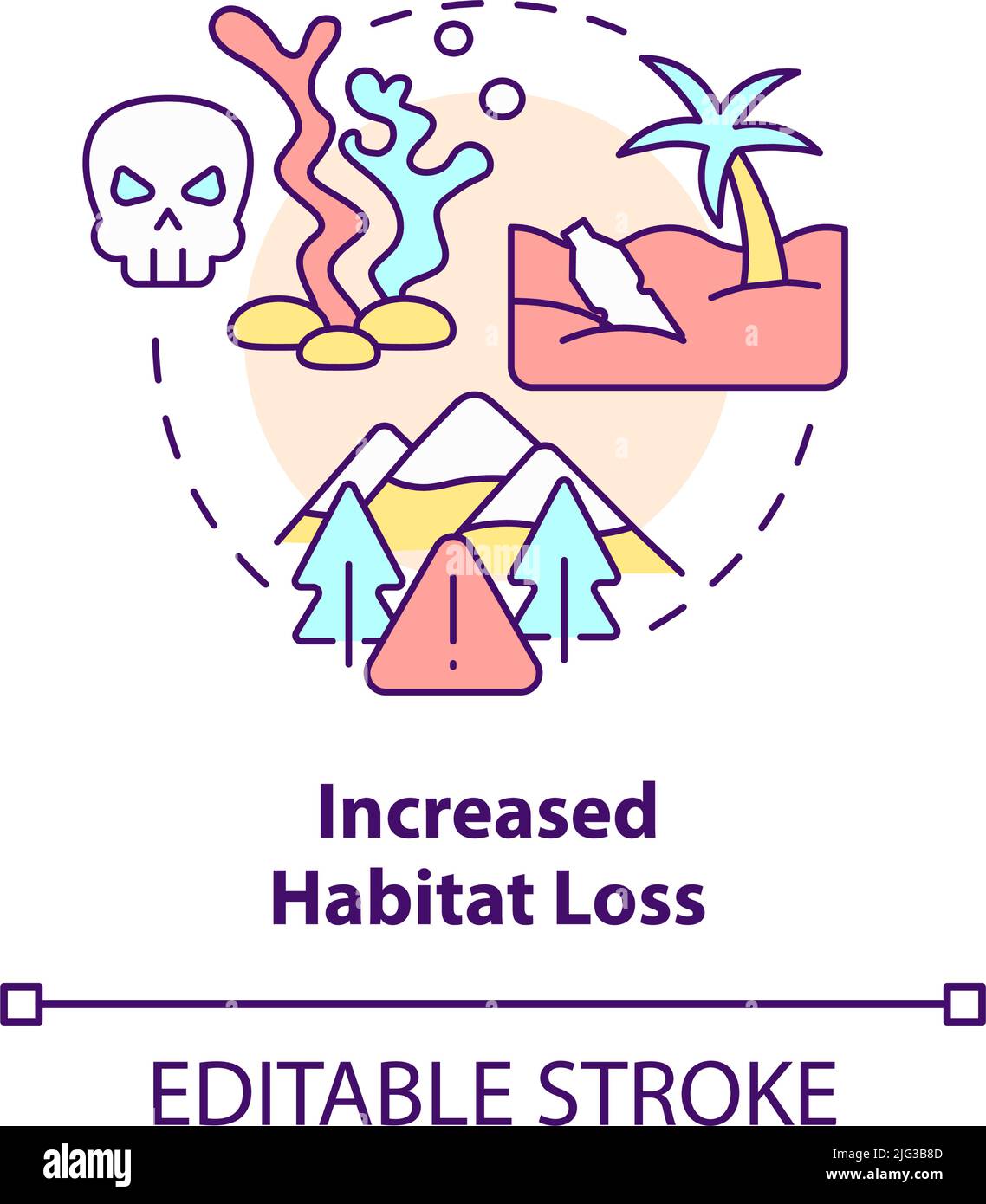 Icône de concept de perte d'habitat accrue Illustration de Vecteur