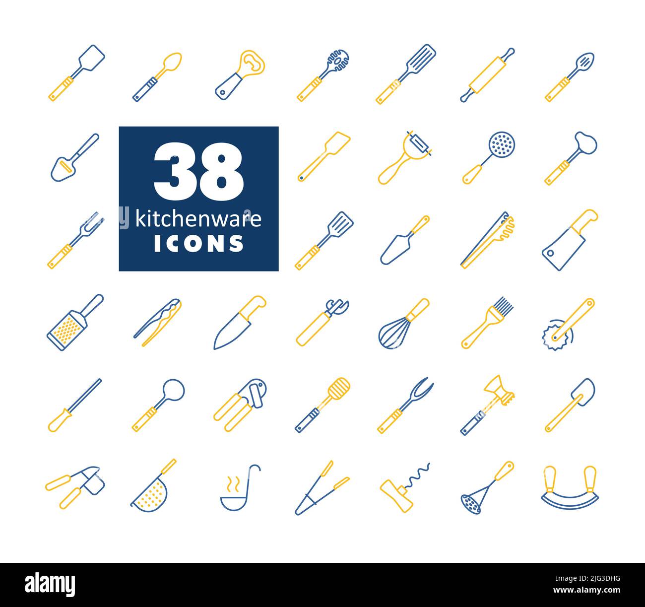 Ensemble d'icônes vectorielles pour ustensiles de cuisine et appareils de cuisine. Symbole graphique pour le site Web de cuisine et la conception d'applications, le logo, l'application, l'interface utilisateur Illustration de Vecteur