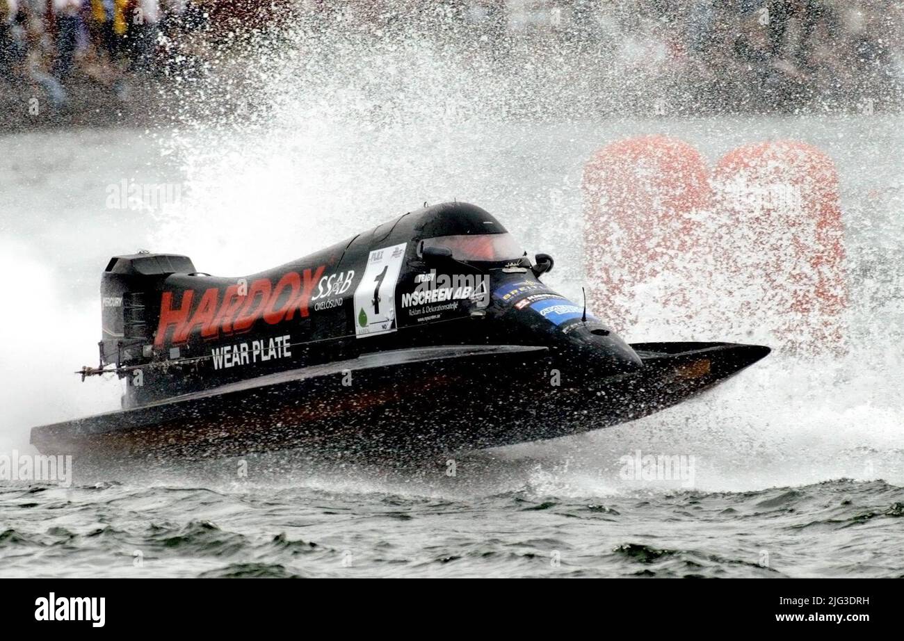 Course en bateau sur le lac Vättern, Motala, Suède. Banque D'Images