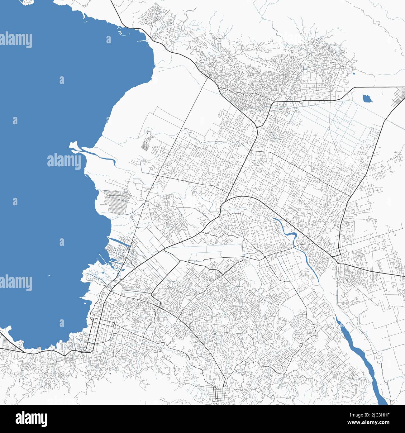 Carte vectorielle de Port au Prince. Carte détaillée du quartier administratif de Port au Prince. Panorama urbain. Illustration vectorielle libre de droits. Feuille de route avec Illustration de Vecteur