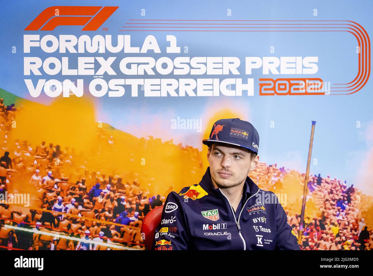 SPIELBERG - Max Verstappen (Red Bull Racing) lors d'une conférence de presse sur le circuit Red Bull Ring en amont du Grand Prix d'Autriche. ANP SEM VAN DER WAL Banque D'Images