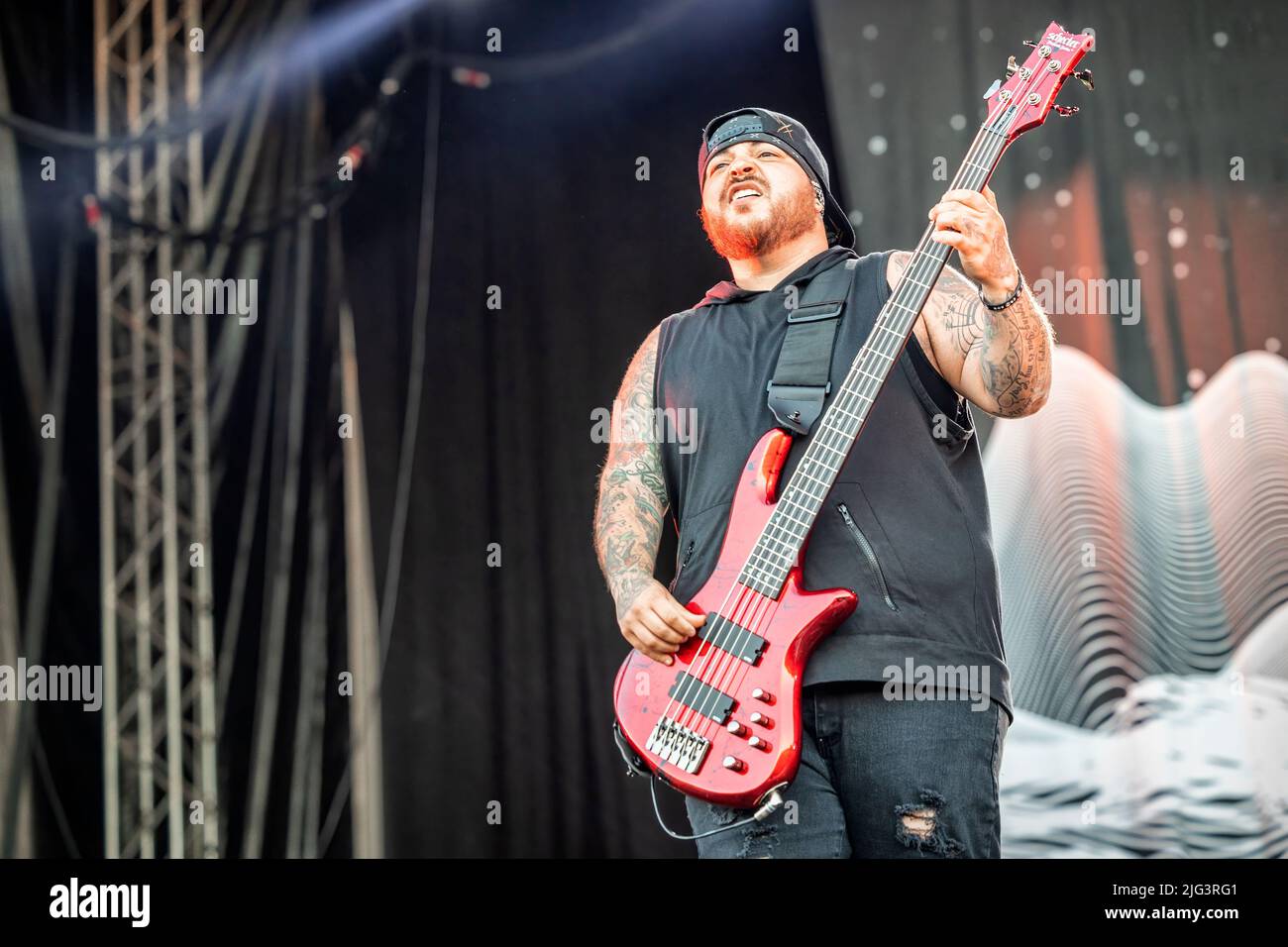 Oslo, Norvège. 24th, juin 2022. Le groupe américain nu Metal Korn joue un concert en direct pendant le festival de musique norvégien tonnes of Rock 2022 à Oslo. Ici, le bassiste Ra Diaz est vu en direct sur scène. (Crédit photo: Gonzales photo - Terje Dokken). Banque D'Images