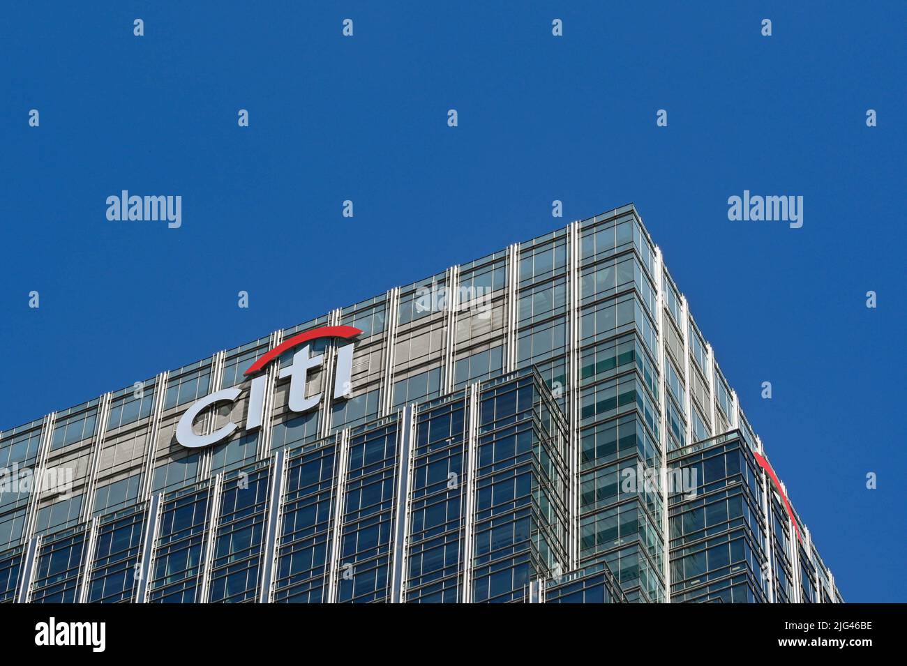 Londres, Angleterre - juin 2022 : panneau à l'extérieur du bureau de la banque Citi à Canary Wharf Banque D'Images