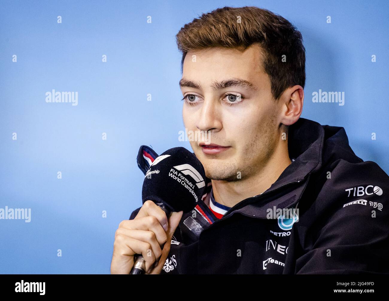 Autriche, 2022-07-07 14:41:10 SPIELBERG - George Russell (Mercedes) lors d'une conférence de presse sur le circuit Red Bull Ring en amont du Grand Prix d'Autriche. ANP SEM VAN DER WAL pays-bas sortie - belgique sortie Banque D'Images