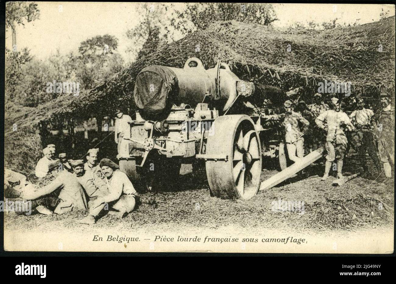 Carte postale de l'artillerie lourde française, 1916. Pièce d