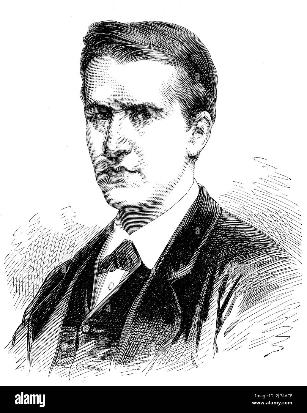 Thomas Alva Edison (11. Février 1847 - 18. Oktober 1931) war ein US-amerikanischer Erfinder, Elektroingenieur und Unternehmer mit dem Schwerpunkt auf dem Gebiet der Elektrizität und Elektrotechnik / Thomas Alva Edison (11 février 1847 - 18 octobre 1931) était un inventeur américain, ingénieur électrique, Et entrepreneur spécialisé dans l'électricité et l'ingénierie électrique, Historisch, historique, numérique amélioration de la reproduction d'un original du 19th siècle / digital restaurierte Reproduktion einer Originalvorlage aus dem 19. Jahrhundert, genaues Originaldatum nicht bekannt Banque D'Images