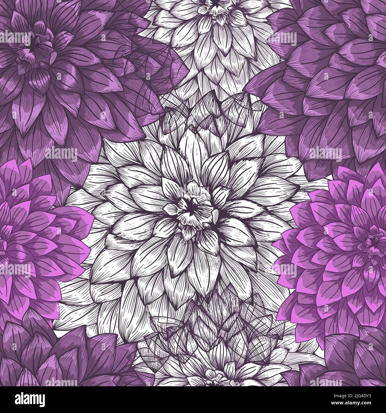 Motif abstrait élégant sans couture avec fleurs de chrysanthèmes dessinées à la main. Motif pour créer un emballage, un papier peint, un tissu. Illustration de Vecteur