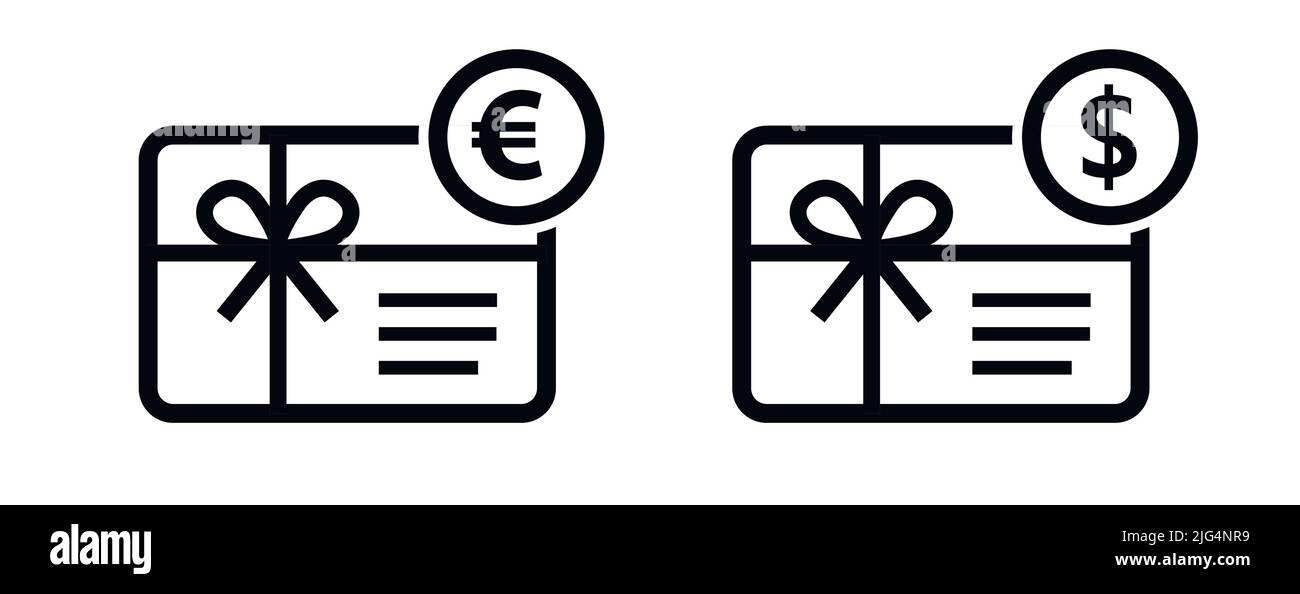 Carte de bon de crédit avec euro et dollar devise shopping carte cadeau icône d'illustration vectorielle Illustration de Vecteur