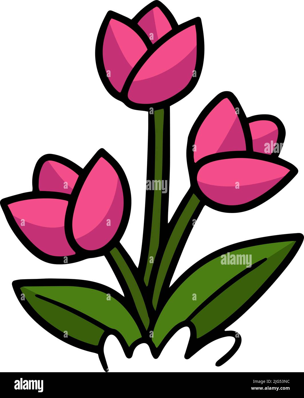 Illustration Clipart colorée de la tulipe Flower Cartoon Illustration de Vecteur