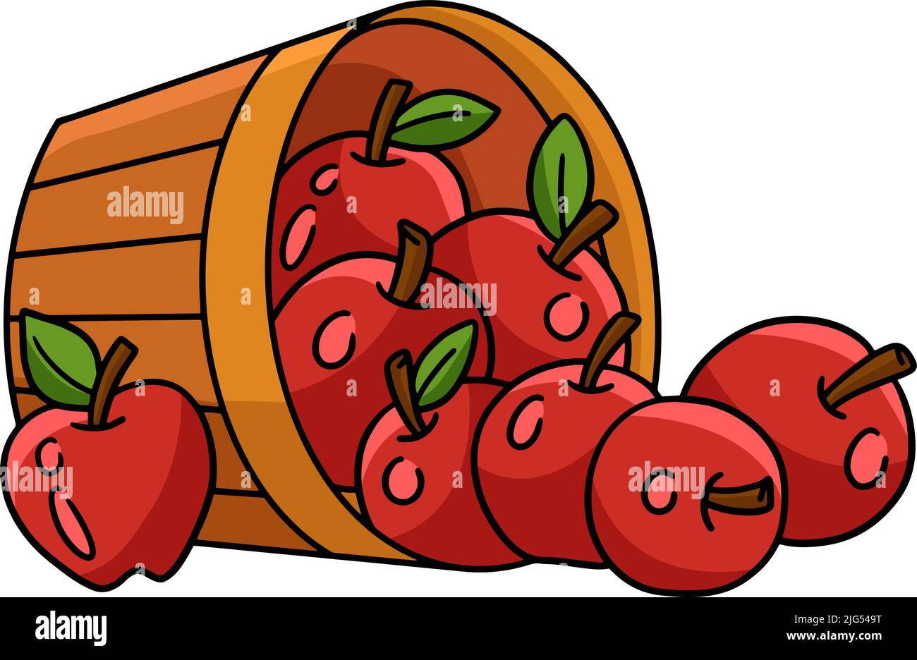 Panier de dessin animé aux fruits de pomme couleur Clipart Illustration de Vecteur