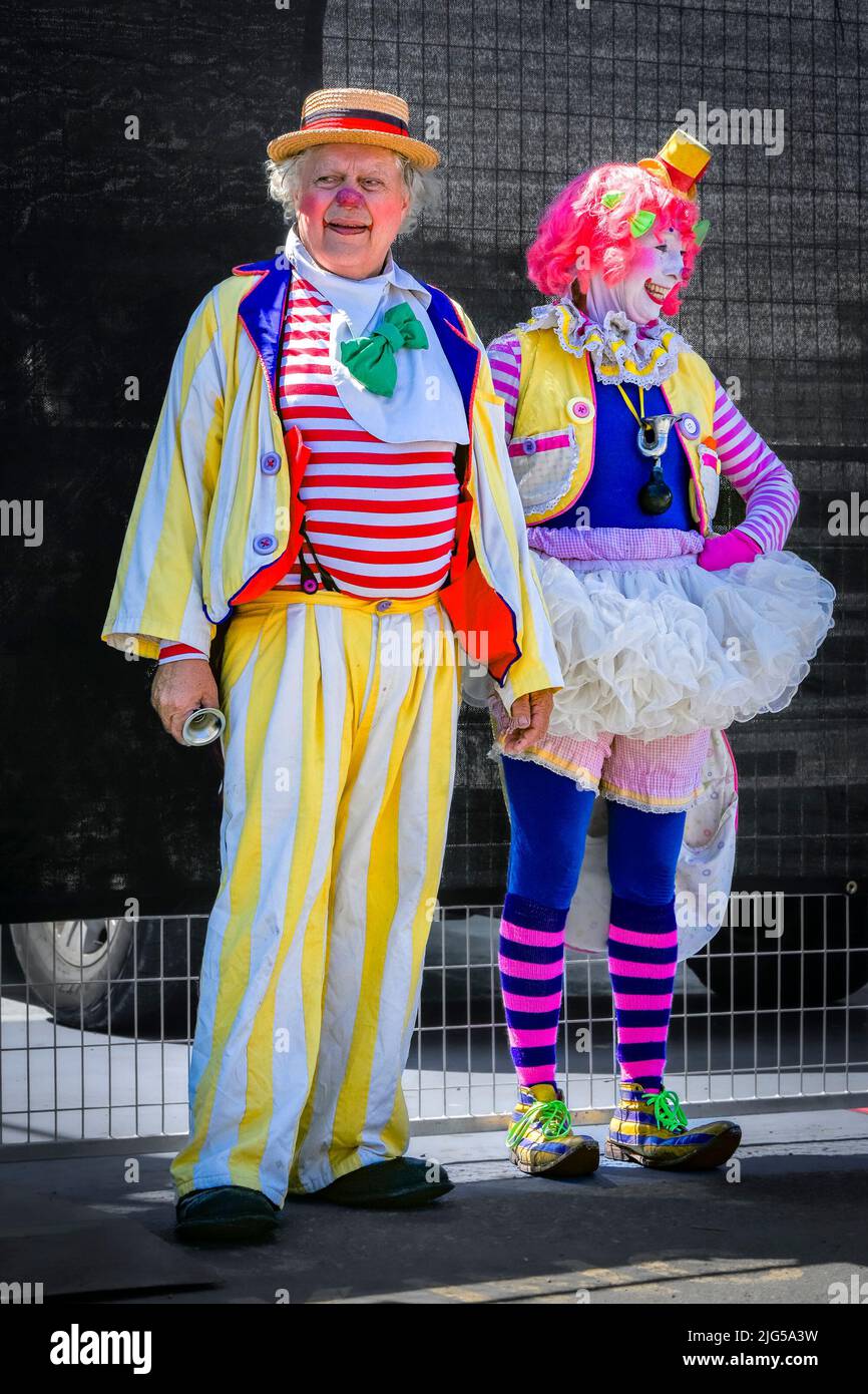 Yowza et Tickles, Family Clowns, fête du Canada, Victoria (Colombie-Britannique), Canada Banque D'Images