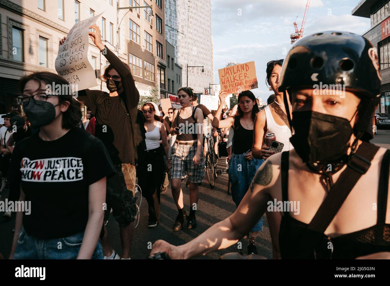 Les organisateurs de la base de 6 juin 2022 à New York demandent aux forces de l'ordre de rendre compte des tirs et des meurtres de Jayland Walker à Akron, Ohio. Banque D'Images