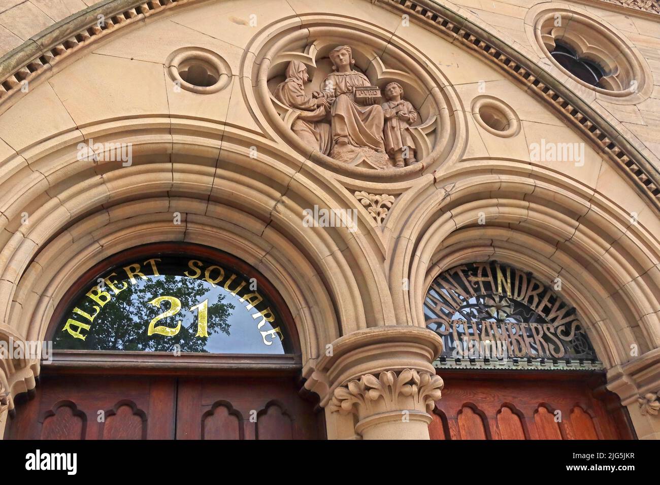 Saint Andrews Chambers, 21 Albert Square, Manchester, Angleterre, Banque D'Images