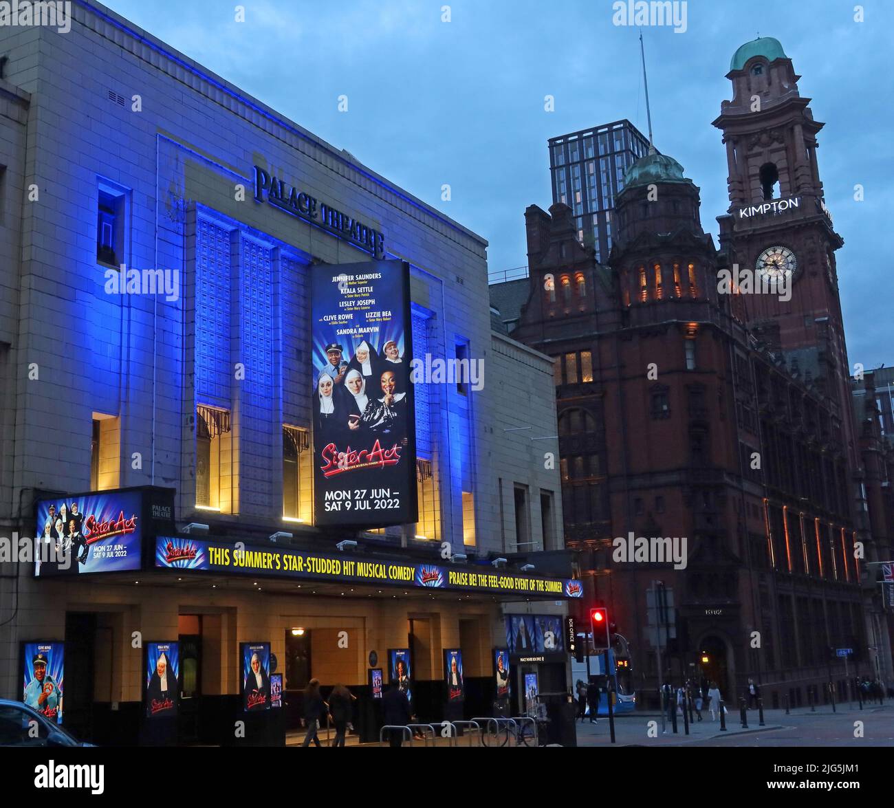 Palace Theatre, Kimpton (refuge Insurance Building) Oxford Road Manchester , la nuit, Angleterre, Royaume-Uni, Banque D'Images